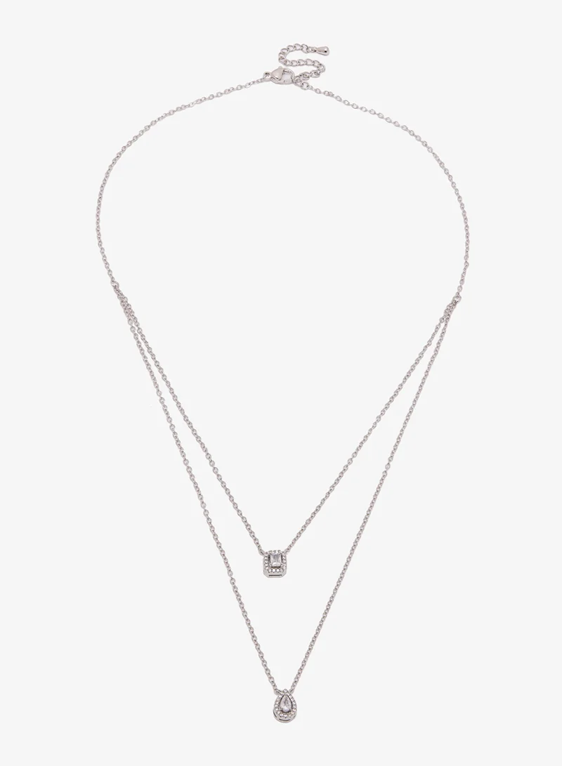 Ella Limited Edition Layered Diamonte Embellished Silver Necklace